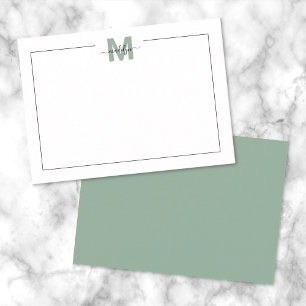 Carte De Correspondance Nom Monogramme Minimaliste Écriture Verte