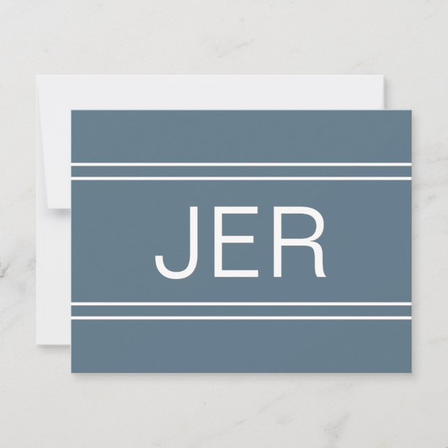 Carte De Correspondance Nom Monogramme personnalisé bleu initial (Devant)