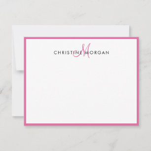 Carte De Correspondance Nom monogramme rose simple chic minimaliste