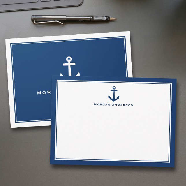 Carte De Correspondance Nom personnalisé Ancre de bateau classique Marine  (Créateur téléchargé)