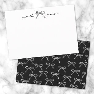 Carte De Correspondance Nom personnalisé avec nœud noir et blanc