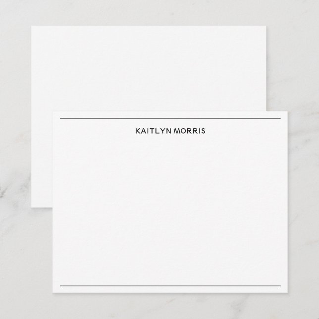 Carte De Correspondance Nom personnalisé bordure noir blanc (Devant / Derrière)