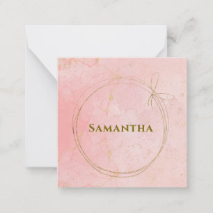 Carte De Correspondance Nom personnalisé Carré rose et or