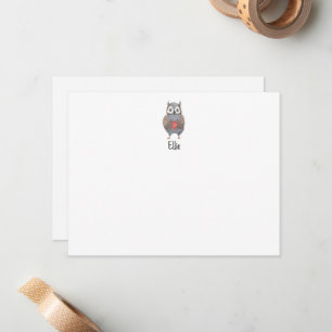 Carte De Correspondance Nom personnalisé et hibou aquarelle