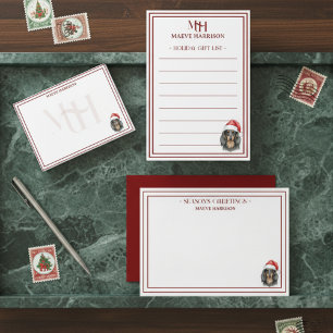 Carte De Correspondance Nom personnalisé Main Dessinée Chien Teckel Chapea