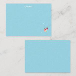 Carte De Correspondance Nom personnalisé mignon anges sur bleu