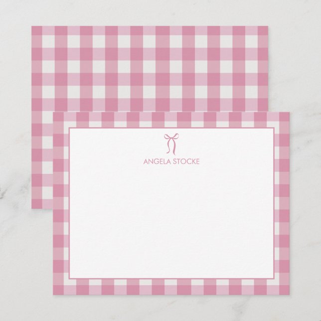 Carte De Correspondance Nom personnalisé Nœud Rose (Devant / Derrière)