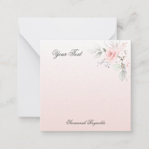 Carte De Correspondance Nom personnalisé PINK FLORAL ROSES Bloc-notes