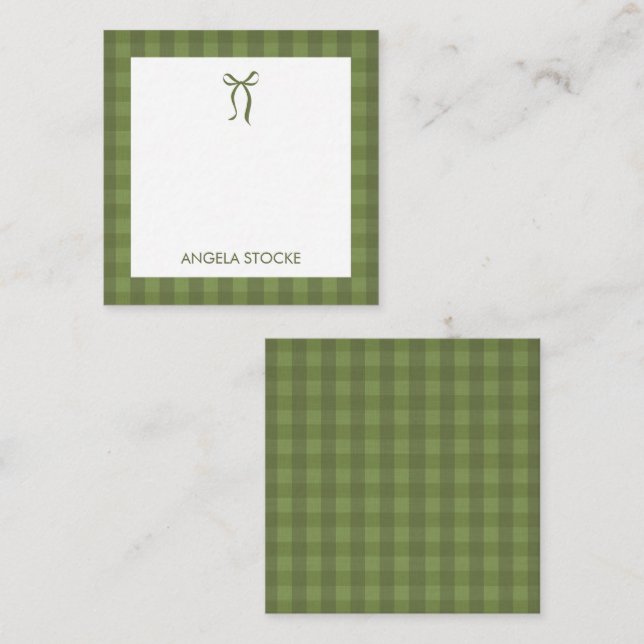Carte De Correspondance Nom personnalisé Ruban Vert (Devant / Derrière)