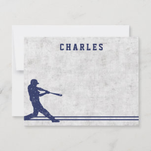 Carte De Correspondance Nom personnalisé silhouette de baseball bleu foncé