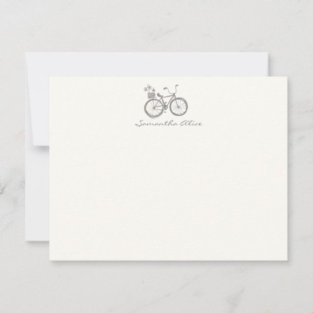 Carte De Correspondance Nom personnalisé simple Bicycle Illustration Gris (Devant)