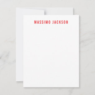Carte De Correspondance Nom personnel décoratif chic simple rouge blanc