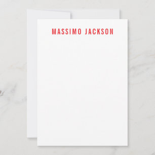 Carte De Correspondance Nom propre Décoratif Chic Simple Rouge Blanc