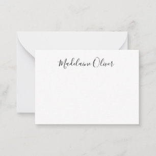 Carte De Correspondance Nom simple élégant Noir et Blanc