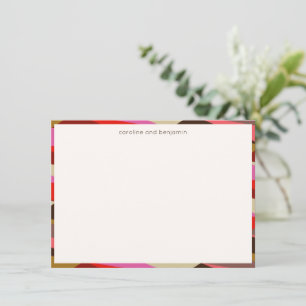 Carte De Correspondance Noms de couple géométriques rose or moderne bordur