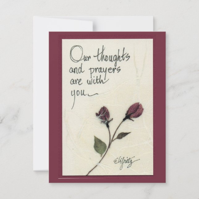 Carte De Correspondance Nos pensées et nos prières disant roses (Devant)