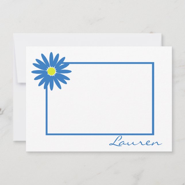 Carte De Correspondance Note bleue Merci marguerite (Devant)