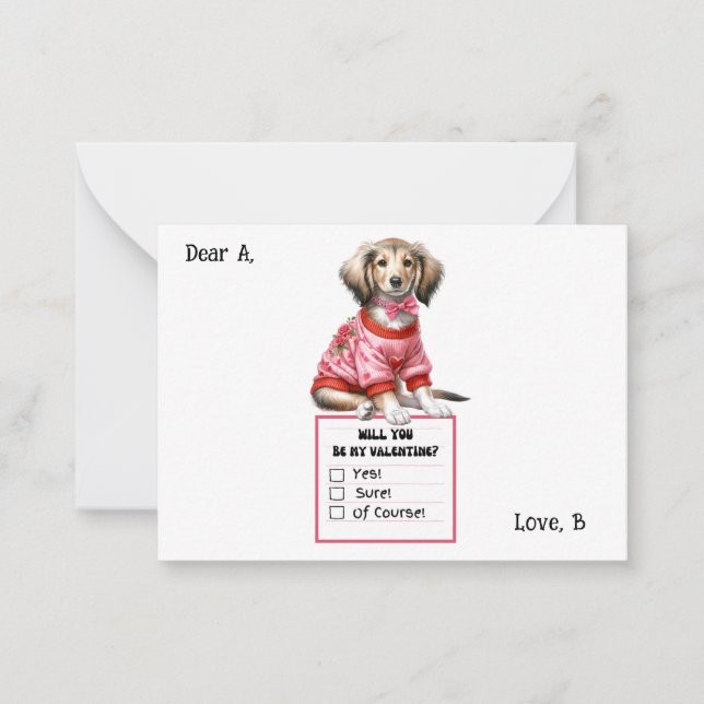 Carte De Correspondance Note Dachshund Valentine personnalisable (Devant)