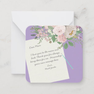 Carte De Correspondance Note de amour personnelle florale pour maman