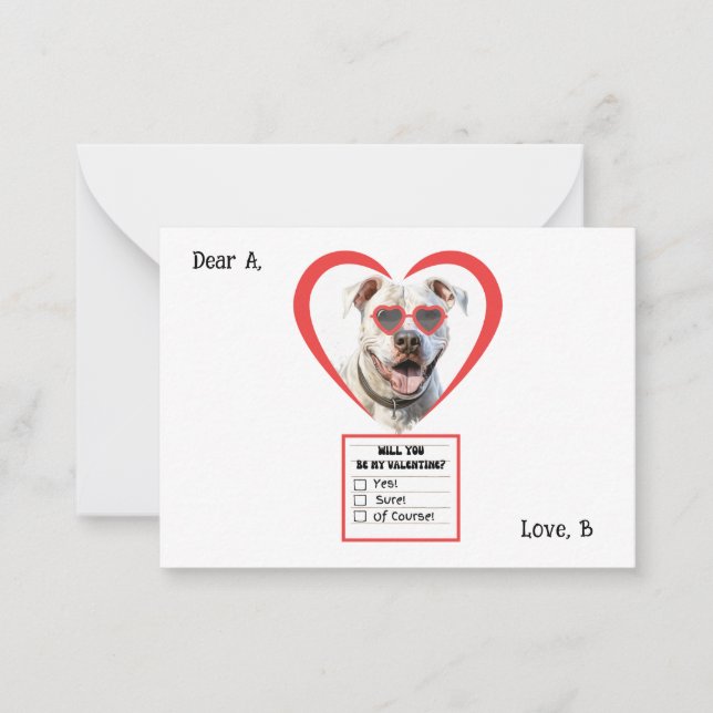 Carte De Correspondance Note de la Saint-Valentin personnalisable Dogo Arg (Devant)