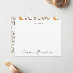 Carte De Correspondance Note de script fleur sauvage aquarelle de