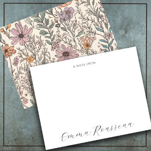 Carte De Correspondance Note de script Fleur sauvage aquarelle de