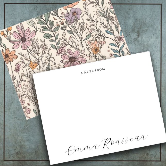 Carte De Correspondance Note de script Fleur sauvage aquarelle de (Créateur téléchargé)