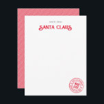 Carte De Correspondance Note Du Père Noël Liste Officielle Du NICE Approuv<br><div class="desc">Cette douce carte de note personnalisée du Père Noël comporte une police de swash festive pour son nom, une police manuscrite pour le corps de la note, et un cachet officiel de la Liste NICE en bas. Au fond, un motif à rayures en diagonale rouge et blanc. Ces notes de...</div>