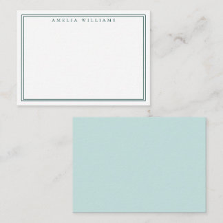 Carte De Correspondance Note élégante minimaliste verte à deux bordures