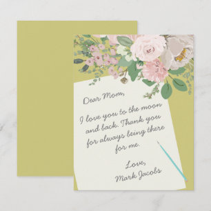 Carte De Correspondance Note moderne pour la fête des mères avec fleurs pe