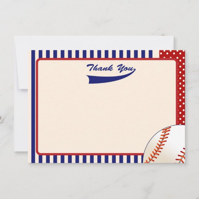 Carte De Correspondance Notes de remerciement du baseball (Devant)