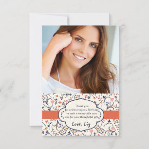 Carte De Correspondance Notes florales de Merci de photo de Flourish