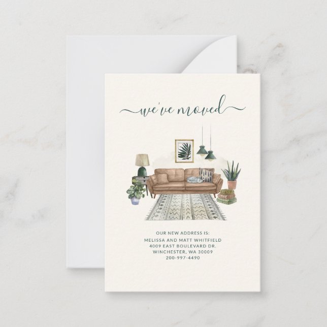 Carte De Correspondance Nous avons déménagé Boho Living Room Moving Faire- (Devant)