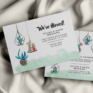 Carte De Correspondance Nous avons déplacé des Plantes d'aquarelle en mouv