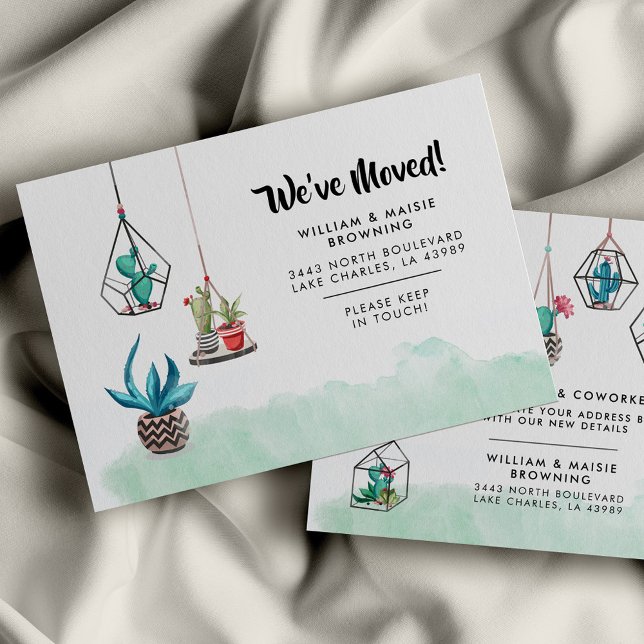 Carte De Correspondance Nous avons déplacé des Plantes d'aquarelle en mouv (Créateur téléchargé)