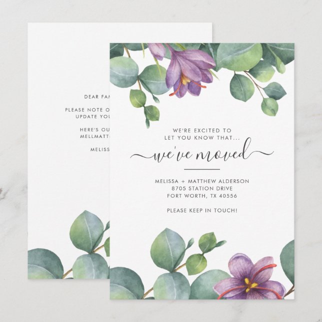 Carte De Correspondance Nous avons déplacé la verdure Eucalyptus Foliage D (Devant / Derrière)