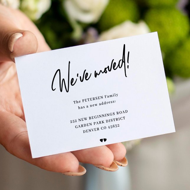 Carte De Correspondance Nous avons déplacé le script moderne en mouvement  (MINI CARD _ available in bigger sizes)