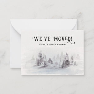 Carte De Correspondance Nous avons déplacé Rustic Watercolor Forest