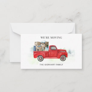 Carte De Correspondance Nous Déménageons Camion Rouge Changement d'Adresse