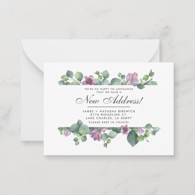 Carte De Correspondance Nouvelle Adresse Nous Avons Déménagé Botanique Euc (Devant)