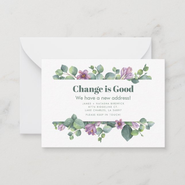 Carte De Correspondance Nouvelle adresse résidentielle Eucalyptus Moving F (Devant)