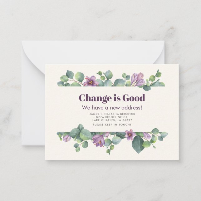 Carte De Correspondance Nouvelle adresse résidentielle Eucalyptus Moving F (Devant)