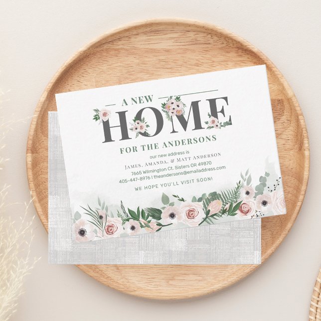 Carte De Correspondance Nouvelle adresse résidentielle Nous avons déplacé  (Floral New Home Notice Change of Address Moving  Announcement)