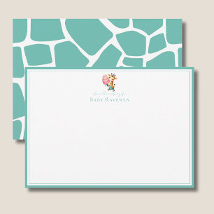 Carte De Correspondance Nouvelle Crèche Girafe Peau Aqua Menthe Fraîche Bé