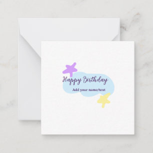 Carte De Correspondance Nuages bleus pastel étoiles violet joyeux annivers