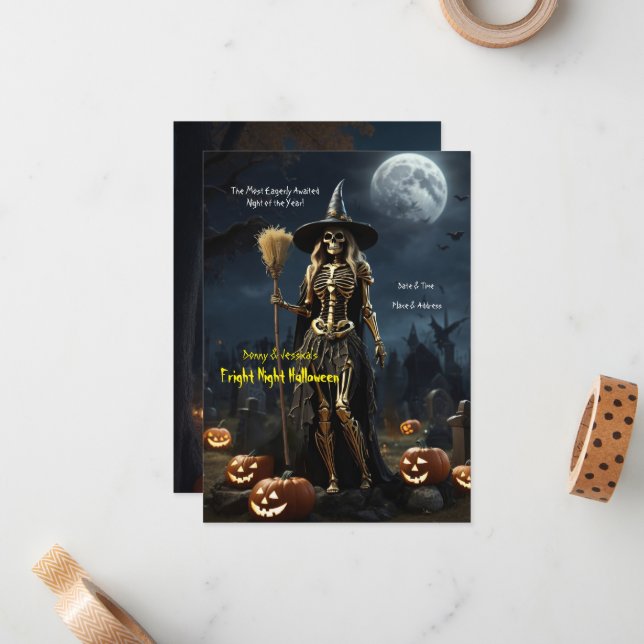 Carte De Correspondance 'Nuit d'épouvante' Halloween  (Devant/Arrière en situation)
