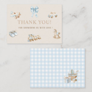 Carte De Correspondance Nurserie élégante aquarelle beige bleu garçon Joue