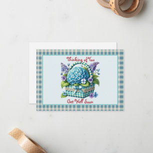 Carte De Correspondance Obtenez Bien Bientôt Panier Fleur Turquoise En vic