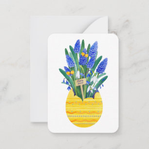 Carte De Correspondance Œuf de Pâques joyeux & Fleurs de Muscari à raisin