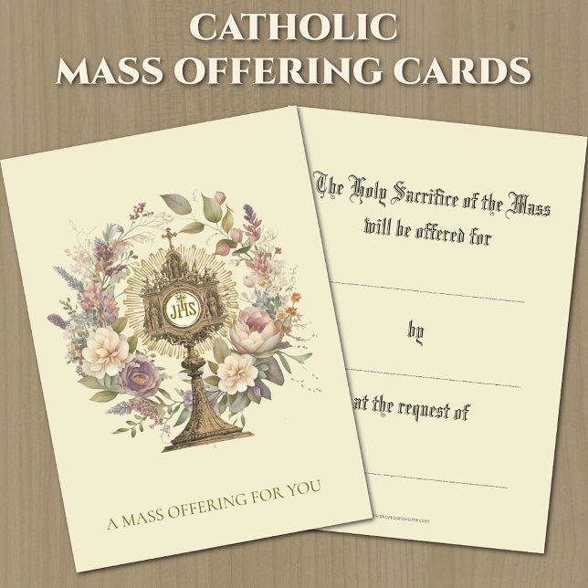Carte De Correspondance Offrande de messe catholique Monstrance Florale  (Créateur téléchargé)